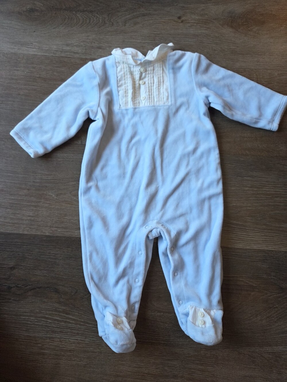 Janie and Jack Layette 3-6m Baby Boy Blue Velvet Collared Jumpsuit Sleeper